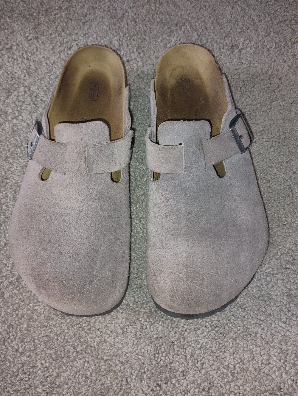 Women's 41 Birkenstock Boston Soft Footbed Suede Leather Clog. Taupe. Regular.